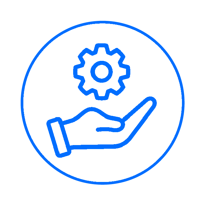 Hand holding a gear icon